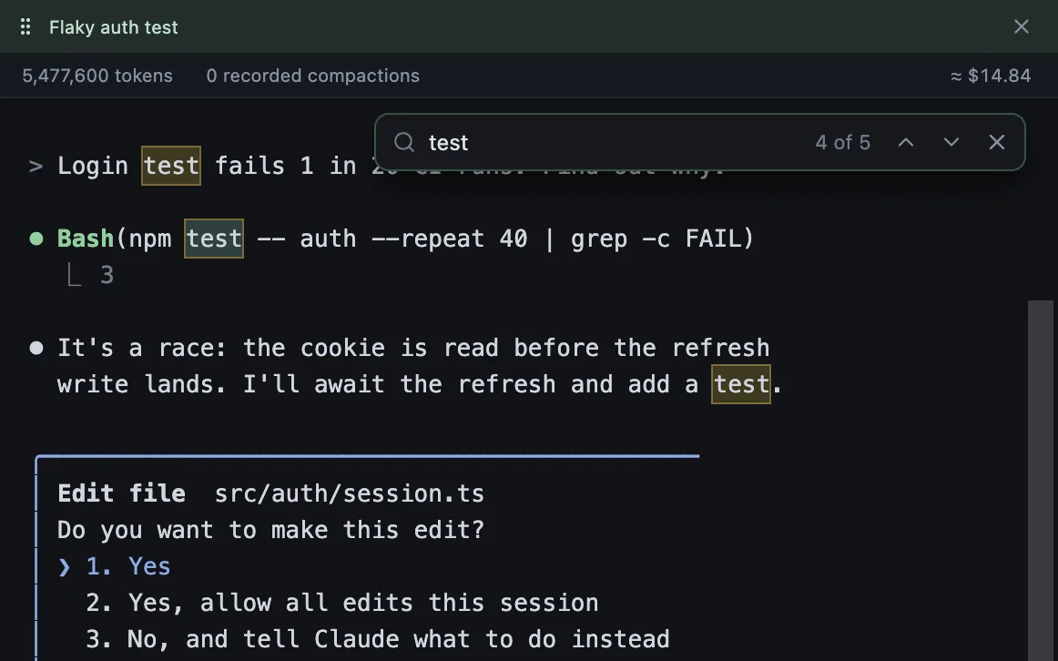 Find in scrollback, with matches highlighted: 4 of 5.